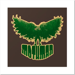 Mothman West Virginia Wing Humanoid Moth Retro Vintage Green Posters and Art